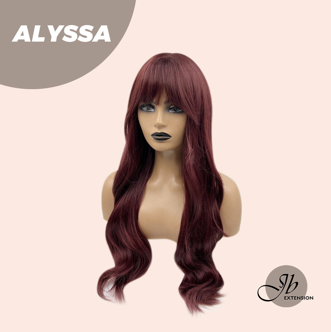 JBEXTENSION 25 Inches Red Curly Fashion Wig With Full Bangs ALYSSA Alexwigs