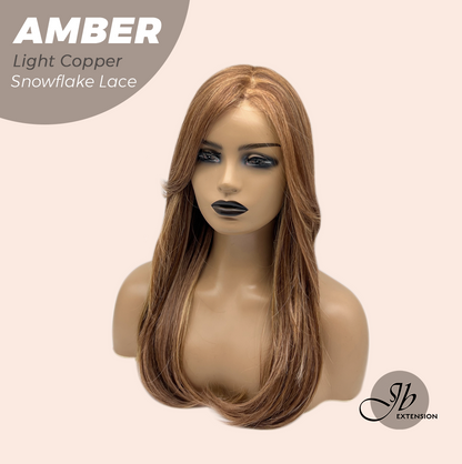 [PRE-ORDER] JBEXTENSION 21 Inches Straight Light Copper Pre-Cut T Part Snowflake Lace Frontlace Glueless Wig AMBER LIGHT COPPER【BENDY EAR TABS】 Alexwigs
