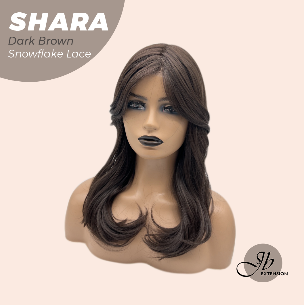 [PRE-ORDER] JBEXTENSION 17 Inches Curly Dark Brown Pre-Cut T Part Snowflake Lace Frontlace Glueless Wig SHARA DARK BROWN【BENDY EAR TABS】 Alexwigs