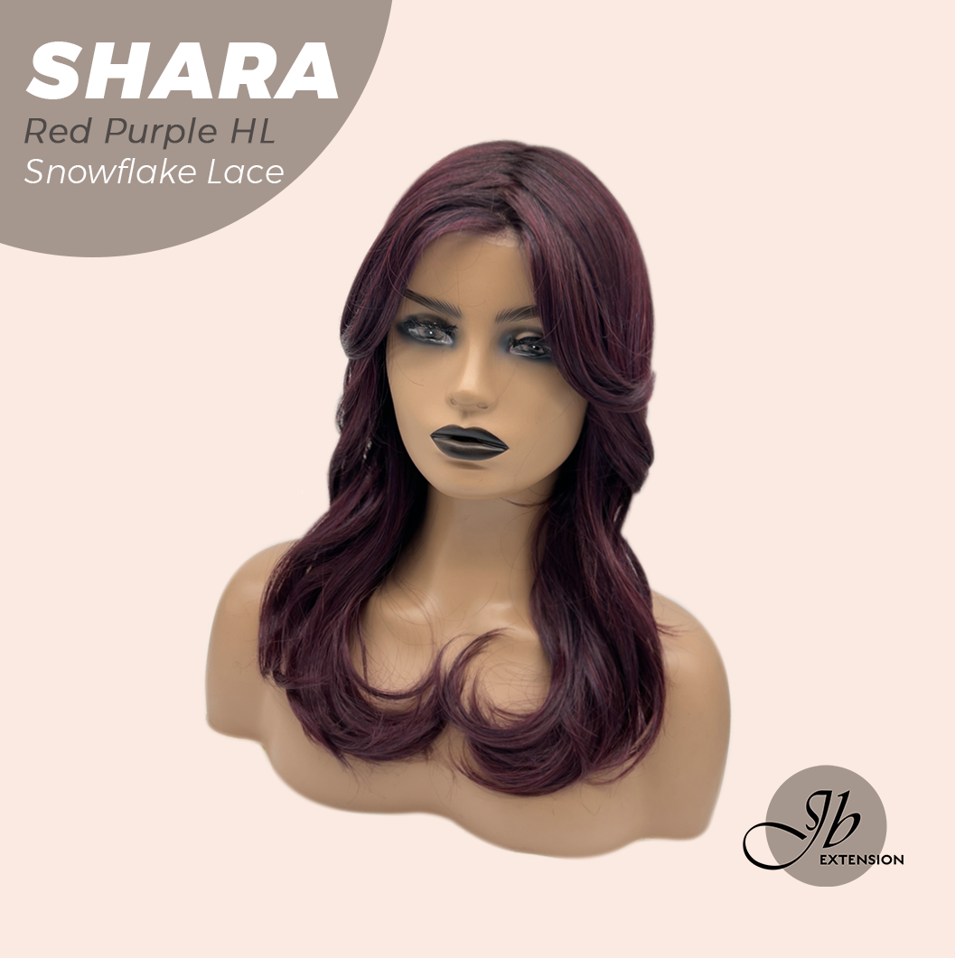 [PRE-ORDER] JBEXTENSION 17 Inches Curly Red Purple Highlight Pre-Cut T Part Snowflake Lace Frontlace Glueless Wig SHARA RED PURPLE HIGHLIGHT【BENDY EAR TABS】 Alexwigs