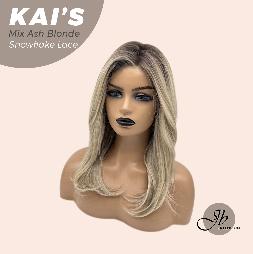 [PRE-ORDER] JBEXTENSION 18 Inches Mix Ash Blonde Pre-Cut Snowflake Lace Frontlace Glueless Wig KAI'S MIX ASH BLONDE【PERMATEASE】【BENDY EAR TABS】 Alexwigs