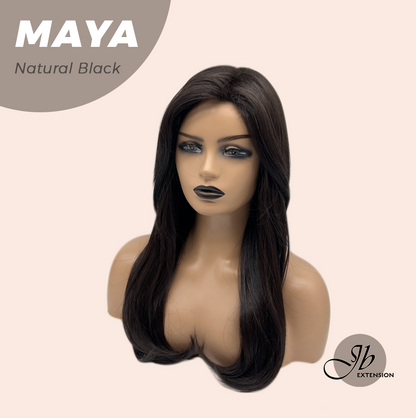 JBEXTENSION 22 Inches Natural Black Women Fashion Full Machine Wig MAYA NATURAL BLACK【PLUS PERMATEASE】【BENDY EAR TABS】 Alexwigs