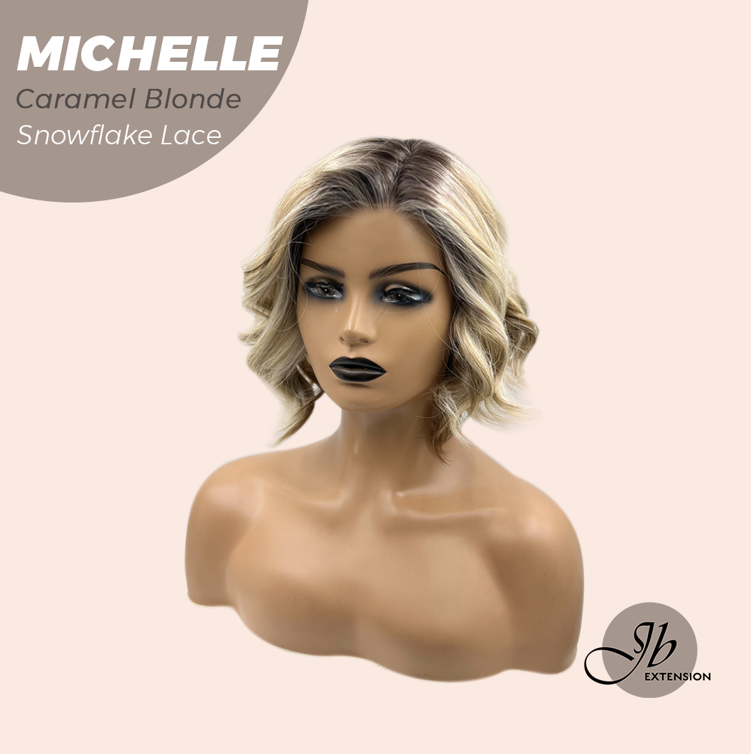 [PRE-ORDER] JBEXTENSION 10 Inches Caramel Blonde Pre-Cut Side Part Snowflake Lace Frontlace Glueless Wig MICHELLE CARAMEL BLONDE【BENDY EAR TABS】- S/M Alexwigs