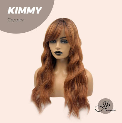 JBEXTENSION 24 Inches Copper Body Wave With Bangs Wig KIMMY COPPER Alexwigs