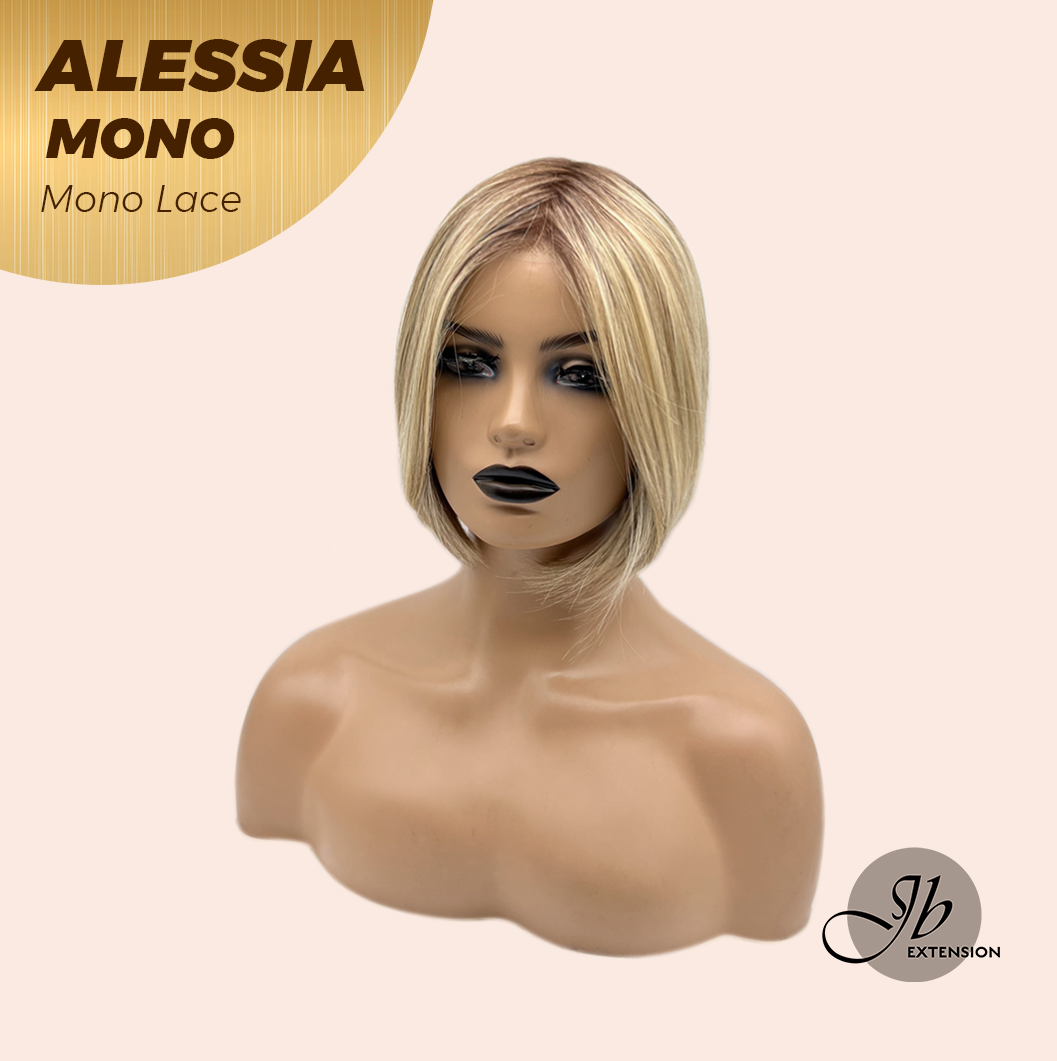 [PRE-ORDER] JBEXTENSION ALESSIA MONO Monofilament Handmade Wig 6X5 Full Monofilament Hand Tied Top Wig 10 Inches Bob Cut Mix Blonde Mono Lace Wig Glueless Wig ALESSIA MONO【BENDY EAR TABS】 Alexwigs