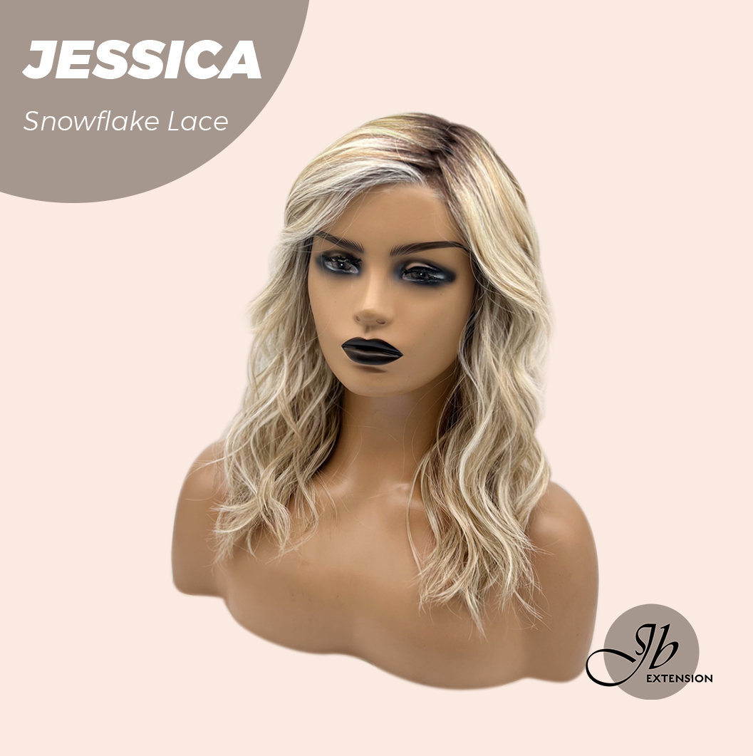 [PRE-ORDER] JBEXTENSION 16 Inches Mix Blonde Curly Pre-Cut Side Part Snowflake Lace Frontlace Glueless Wig JESSICA【BENDY EAR TABS】 Alexwigs