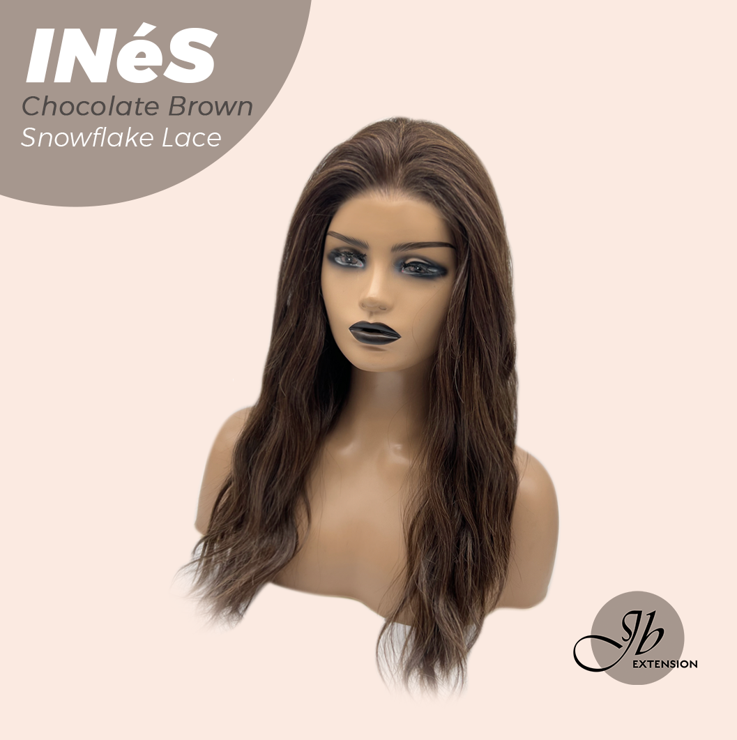 JBEXTENSION 22 Inches Chocolate Brown Pre-Cut Snowflake Lace Frontlace Glueless Wig INéS CHOCOLATE BROWN【PERMATEASE】【BENDY EAR TABS】- M/L Alexwigs