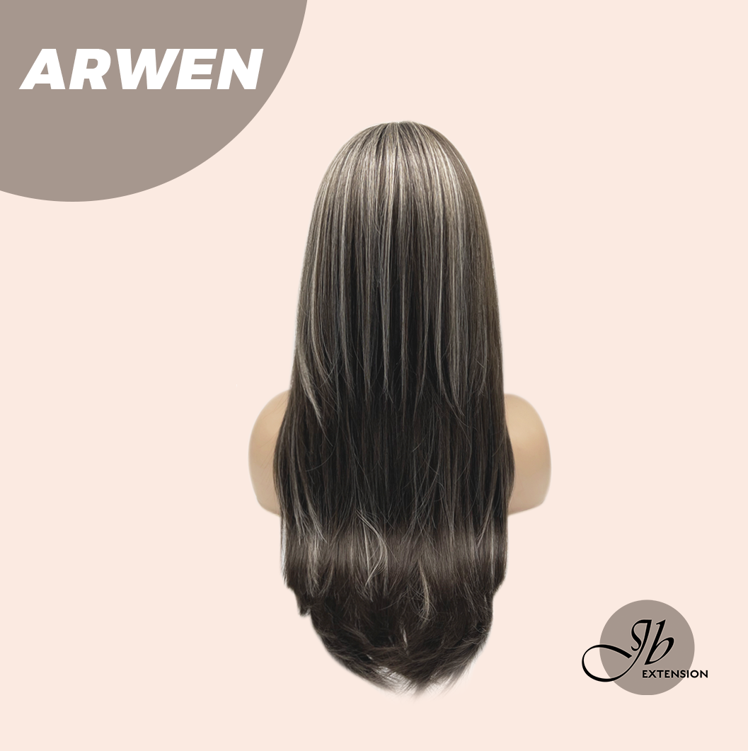JBEXTENSION 24 Inches Dark Brown with Grey Highlight Wig ARWEN Alexwigs