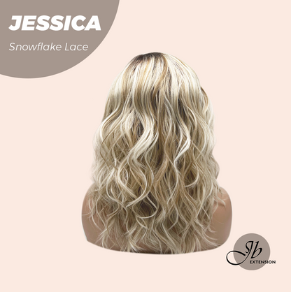 [PRE-ORDER] JBEXTENSION 16 Inches Mix Blonde Curly Pre-Cut Side Part Snowflake Lace Frontlace Glueless Wig JESSICA【BENDY EAR TABS】 Alexwigs