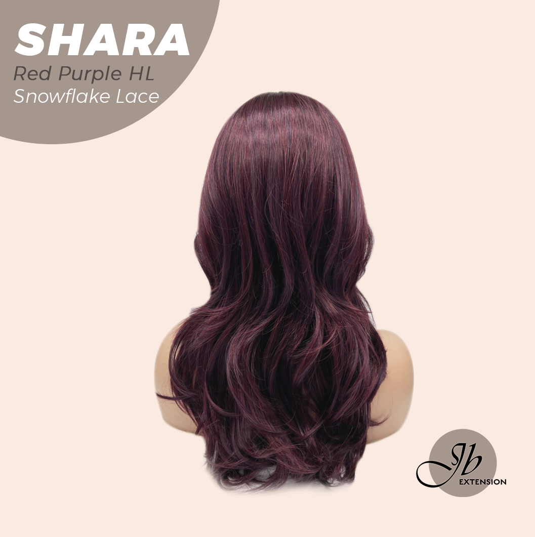 [PRE-ORDER] JBEXTENSION 17 Inches Curly Red Purple Highlight Pre-Cut T Part Snowflake Lace Frontlace Glueless Wig SHARA RED PURPLE HIGHLIGHT【BENDY EAR TABS】 Alexwigs