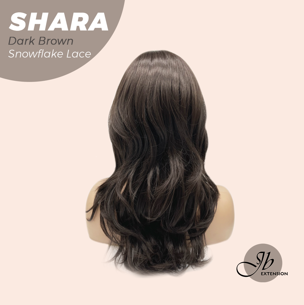 [PRE-ORDER] JBEXTENSION 17 Inches Curly Dark Brown Pre-Cut T Part Snowflake Lace Frontlace Glueless Wig SHARA DARK BROWN【BENDY EAR TABS】 Alexwigs