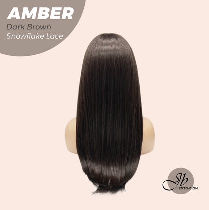 [PRE-ORDER] JBEXTENSION 21 Inches Straight Dark Brown Pre-Cut T Part Snowflake Lace Frontlace Glueless Wig AMBER DARK BROWN【BENDY EAR TABS】 Alexwigs