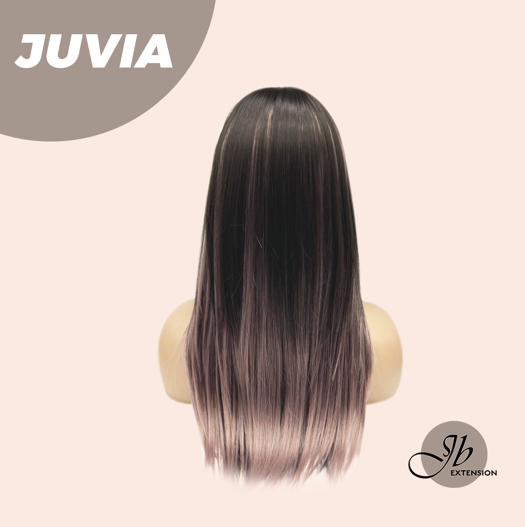 JBEXTENSION 22 Inches Straight Dark Brown with Purple Wig with Bangs JUVIA Alexwigs