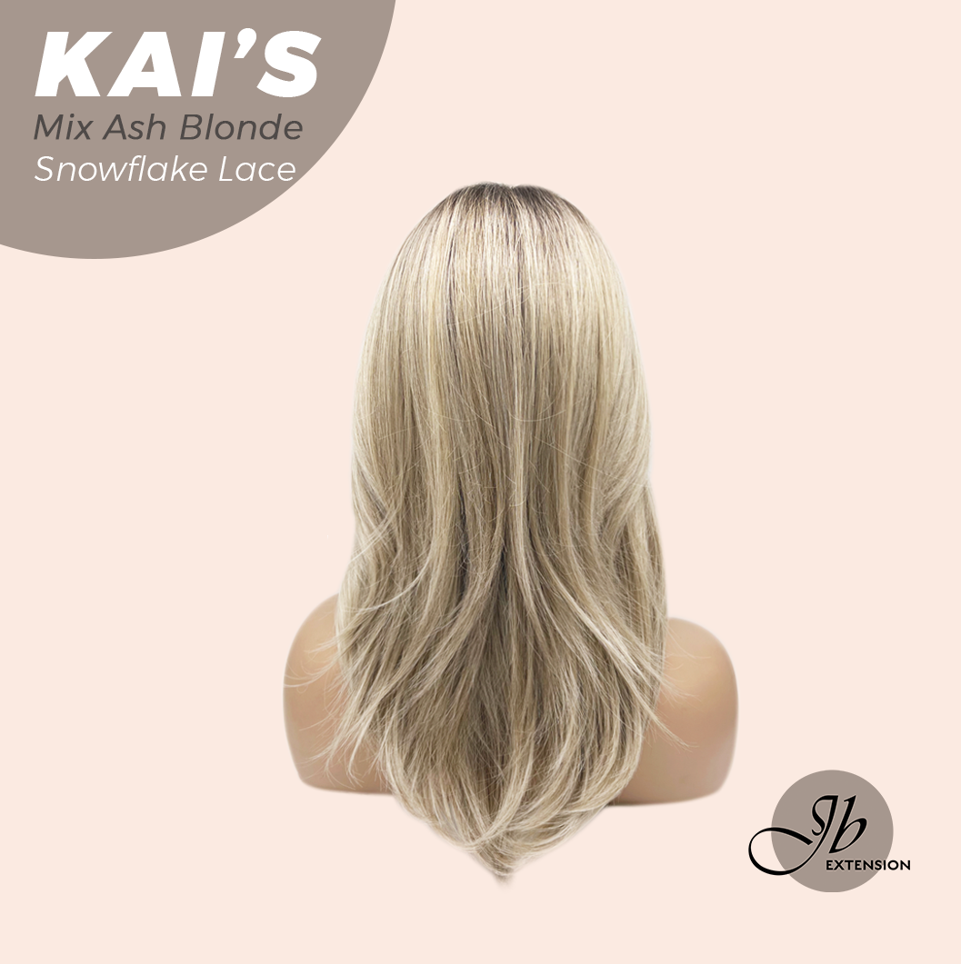 [PRE-ORDER] JBEXTENSION 18 Inches Mix Ash Blonde Pre-Cut Snowflake Lace Frontlace Glueless Wig KAI'S MIX ASH BLONDE【PERMATEASE】【BENDY EAR TABS】 Alexwigs