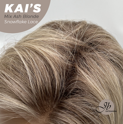 [PRE-ORDER] JBEXTENSION 18 Inches Mix Ash Blonde Pre-Cut Snowflake Lace Frontlace Glueless Wig KAI'S MIX ASH BLONDE【PERMATEASE】【BENDY EAR TABS】 Alexwigs