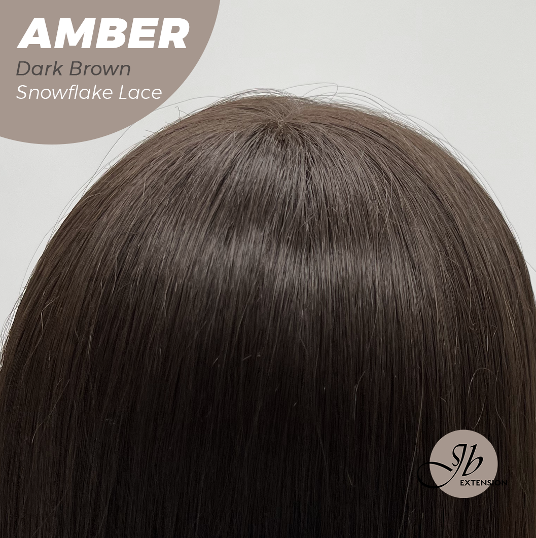 [PRE-ORDER] JBEXTENSION 21 Inches Straight Dark Brown Pre-Cut T Part Snowflake Lace Frontlace Glueless Wig AMBER DARK BROWN【BENDY EAR TABS】 Alexwigs