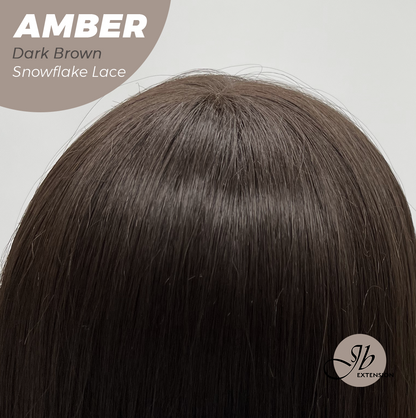 [PRE-ORDER] JBEXTENSION 21 Inches Straight Dark Brown Pre-Cut T Part Snowflake Lace Frontlace Glueless Wig AMBER DARK BROWN【BENDY EAR TABS】 Alexwigs
