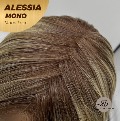 [PRE-ORDER] JBEXTENSION ALESSIA MONO Monofilament Handmade Wig 6X5 Full Monofilament Hand Tied Top Wig 10 Inches Bob Cut Mix Blonde Mono Lace Wig Glueless Wig ALESSIA MONO【BENDY EAR TABS】 Alexwigs