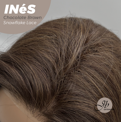JBEXTENSION 22 Inches Chocolate Brown Pre-Cut Snowflake Lace Frontlace Glueless Wig INéS CHOCOLATE BROWN【PERMATEASE】【BENDY EAR TABS】- M/L Alexwigs