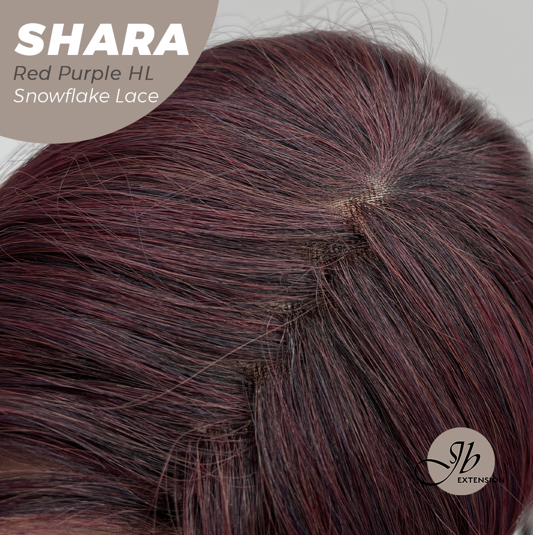 [PRE-ORDER] JBEXTENSION 17 Inches Curly Red Purple Highlight Pre-Cut T Part Snowflake Lace Frontlace Glueless Wig SHARA RED PURPLE HIGHLIGHT【BENDY EAR TABS】 Alexwigs