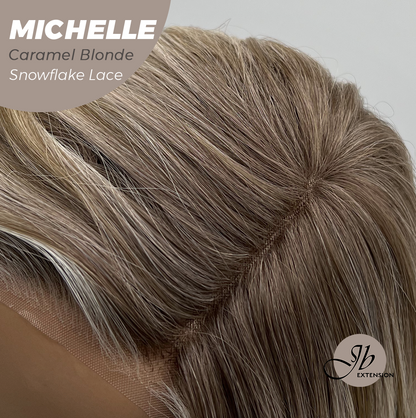 [PRE-ORDER] JBEXTENSION 10 Inches Caramel Blonde Pre-Cut Side Part Snowflake Lace Frontlace Glueless Wig MICHELLE CARAMEL BLONDE【BENDY EAR TABS】- S/M Alexwigs