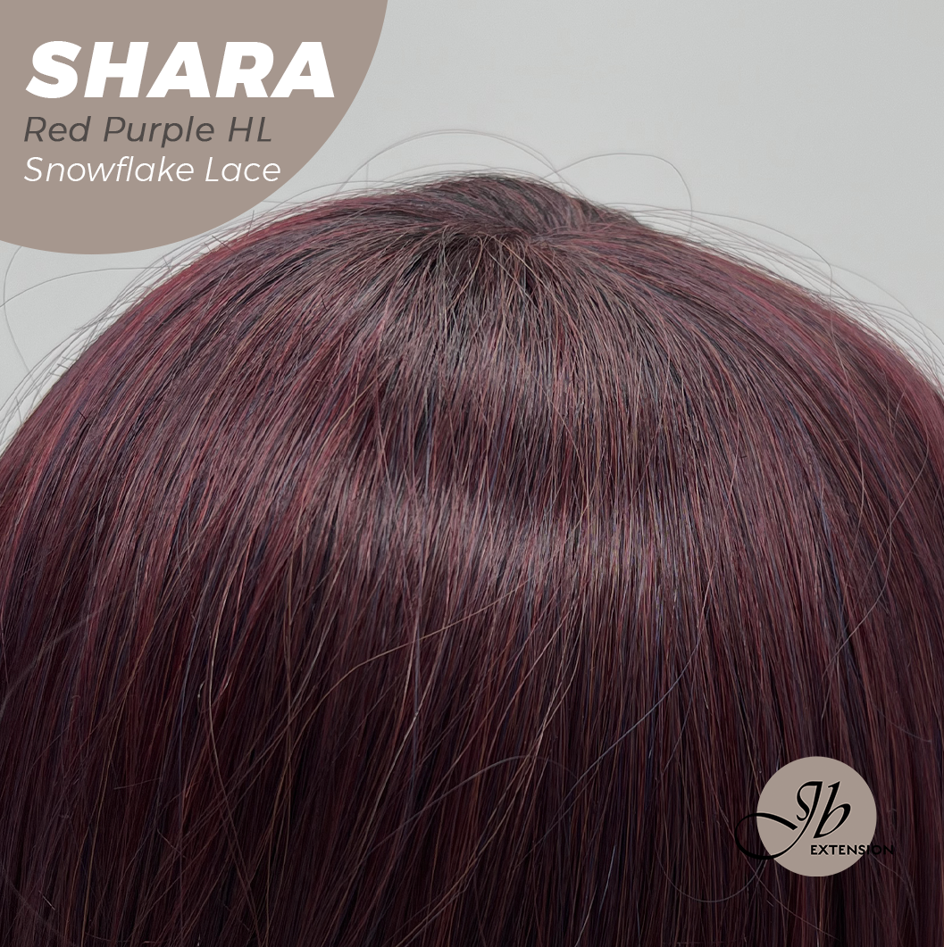 [PRE-ORDER] JBEXTENSION 17 Inches Curly Red Purple Highlight Pre-Cut T Part Snowflake Lace Frontlace Glueless Wig SHARA RED PURPLE HIGHLIGHT【BENDY EAR TABS】 Alexwigs
