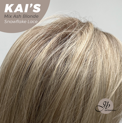 [PRE-ORDER] JBEXTENSION 18 Inches Mix Ash Blonde Pre-Cut Snowflake Lace Frontlace Glueless Wig KAI'S MIX ASH BLONDE【PERMATEASE】【BENDY EAR TABS】 Alexwigs