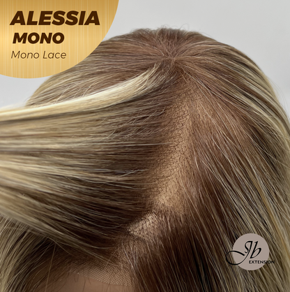 [PRE-ORDER] JBEXTENSION ALESSIA MONO Monofilament Handmade Wig 6X5 Full Monofilament Hand Tied Top Wig 10 Inches Bob Cut Mix Blonde Mono Lace Wig Glueless Wig ALESSIA MONO【BENDY EAR TABS】 Alexwigs