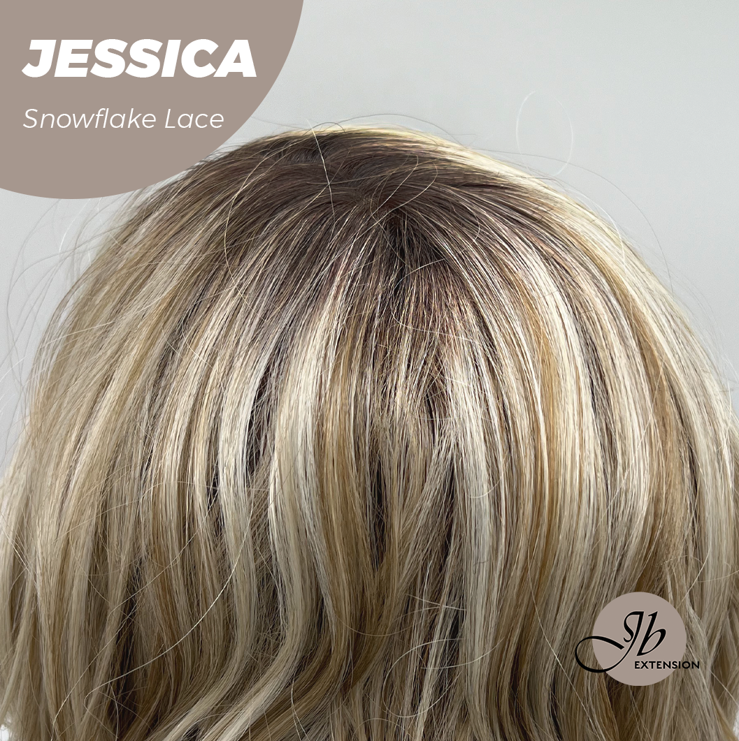 [PRE-ORDER] JBEXTENSION 16 Inches Mix Blonde Curly Pre-Cut Side Part Snowflake Lace Frontlace Glueless Wig JESSICA【BENDY EAR TABS】 Alexwigs