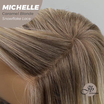 [PRE-ORDER] JBEXTENSION 10 Inches Caramel Blonde Pre-Cut Side Part Snowflake Lace Frontlace Glueless Wig MICHELLE CARAMEL BLONDE【BENDY EAR TABS】- S/M Alexwigs