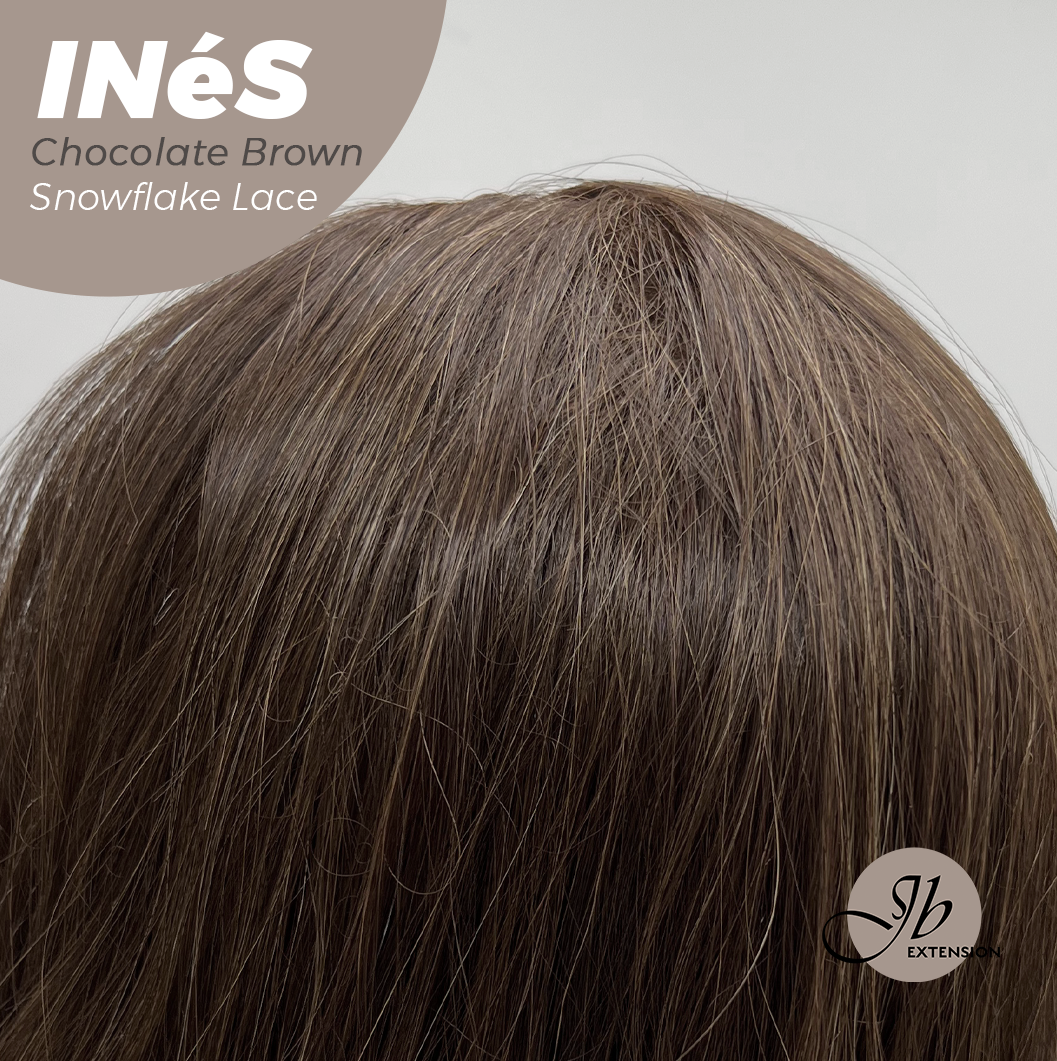 JBEXTENSION 22 Inches Chocolate Brown Pre-Cut Snowflake Lace Frontlace Glueless Wig INéS CHOCOLATE BROWN【PERMATEASE】【BENDY EAR TABS】- M/L Alexwigs