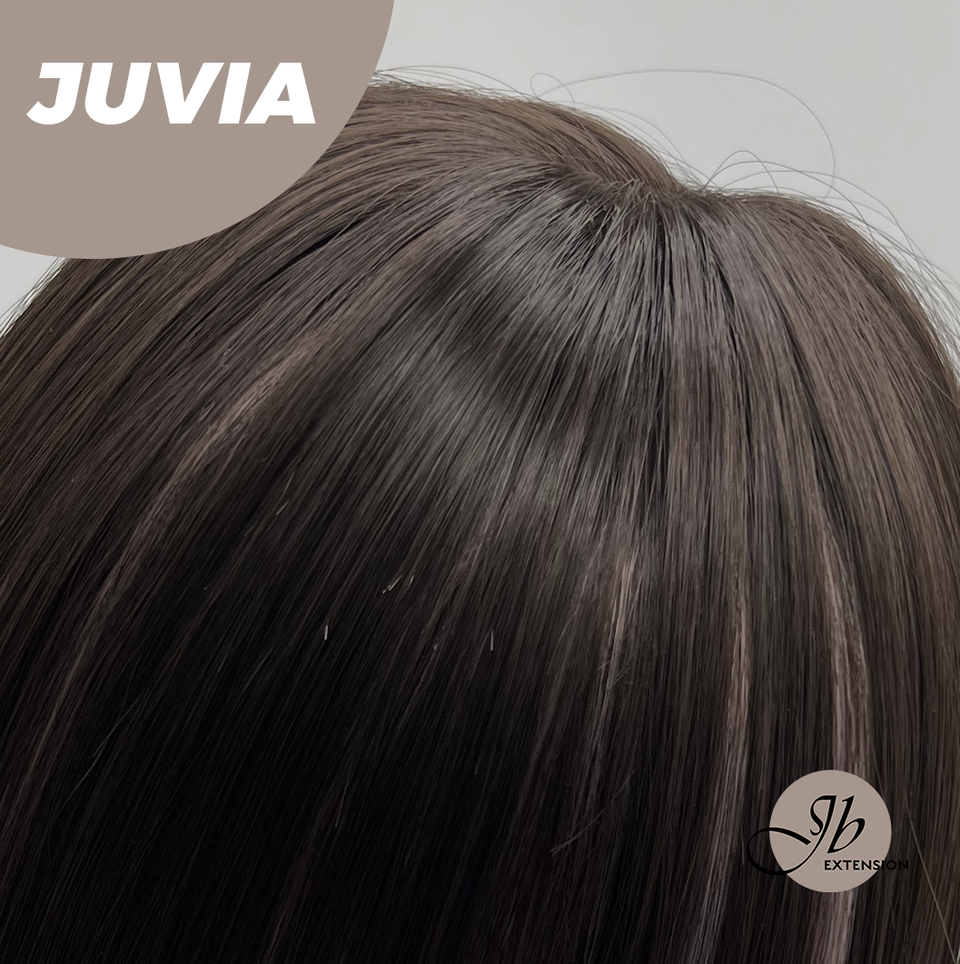 JBEXTENSION 22 Inches Straight Dark Brown with Purple Wig with Bangs JUVIA Alexwigs