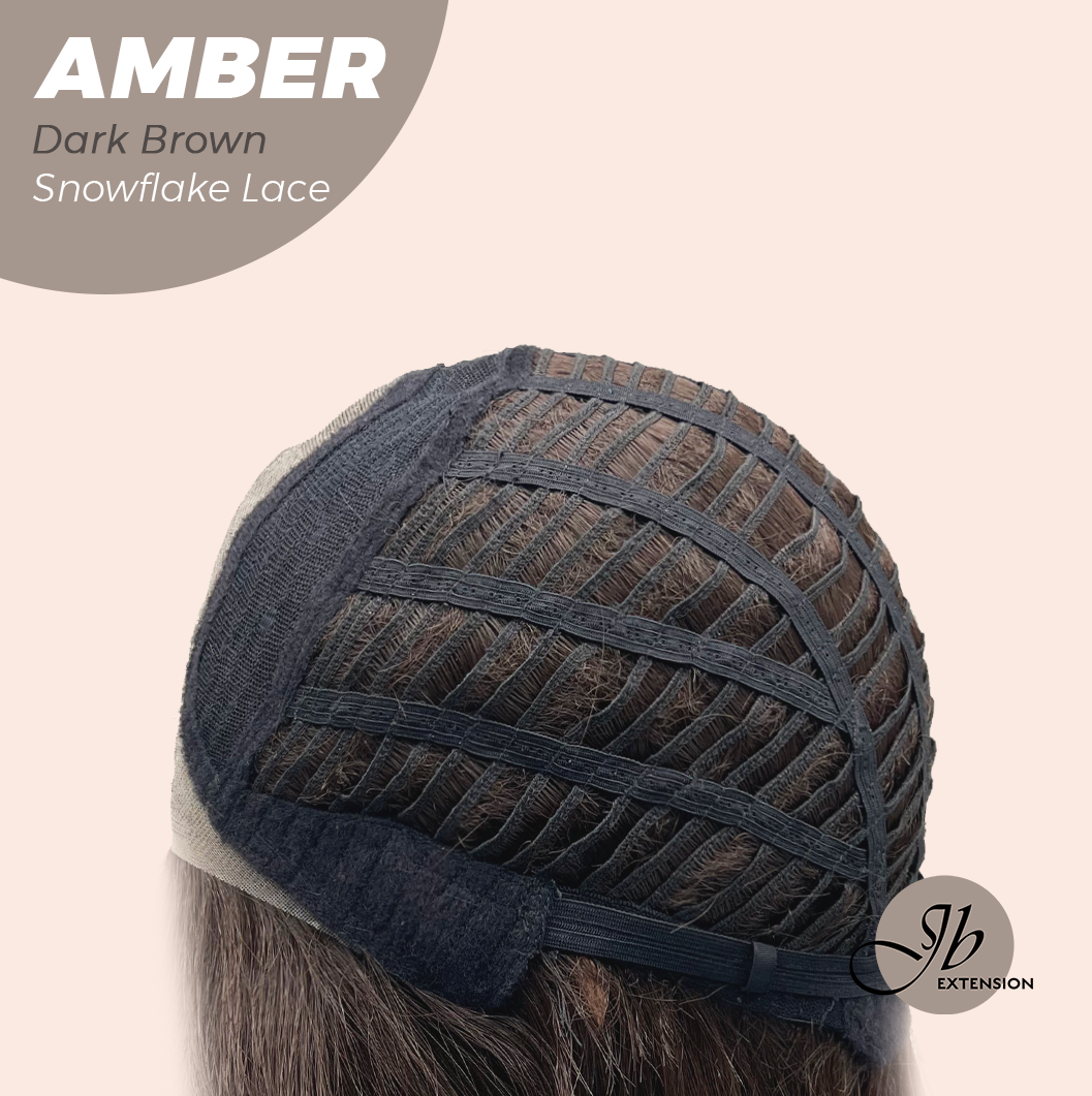 [PRE-ORDER] JBEXTENSION 21 Inches Straight Dark Brown Pre-Cut T Part Snowflake Lace Frontlace Glueless Wig AMBER DARK BROWN【BENDY EAR TABS】 Alexwigs