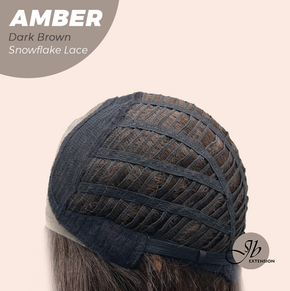 [PRE-ORDER] JBEXTENSION 21 Inches Straight Dark Brown Pre-Cut T Part Snowflake Lace Frontlace Glueless Wig AMBER DARK BROWN【BENDY EAR TABS】 Alexwigs
