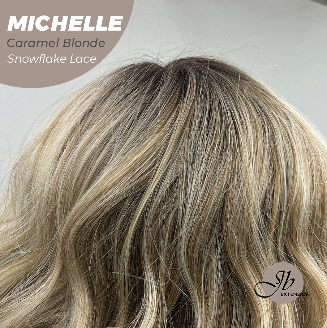 [PRE-ORDER] JBEXTENSION 10 Inches Caramel Blonde Pre-Cut Side Part Snowflake Lace Frontlace Glueless Wig MICHELLE CARAMEL BLONDE【BENDY EAR TABS】- S/M Alexwigs
