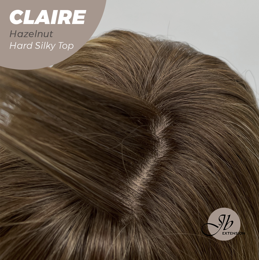 JBEXTENSION 22 Inches Scalpiana Hazelnut 3.5X4 Hard Silky Top Natural Scalp Effect Women Wig With Bangs CLAIRE SILKY TOP HAZELNUT Alexwigs