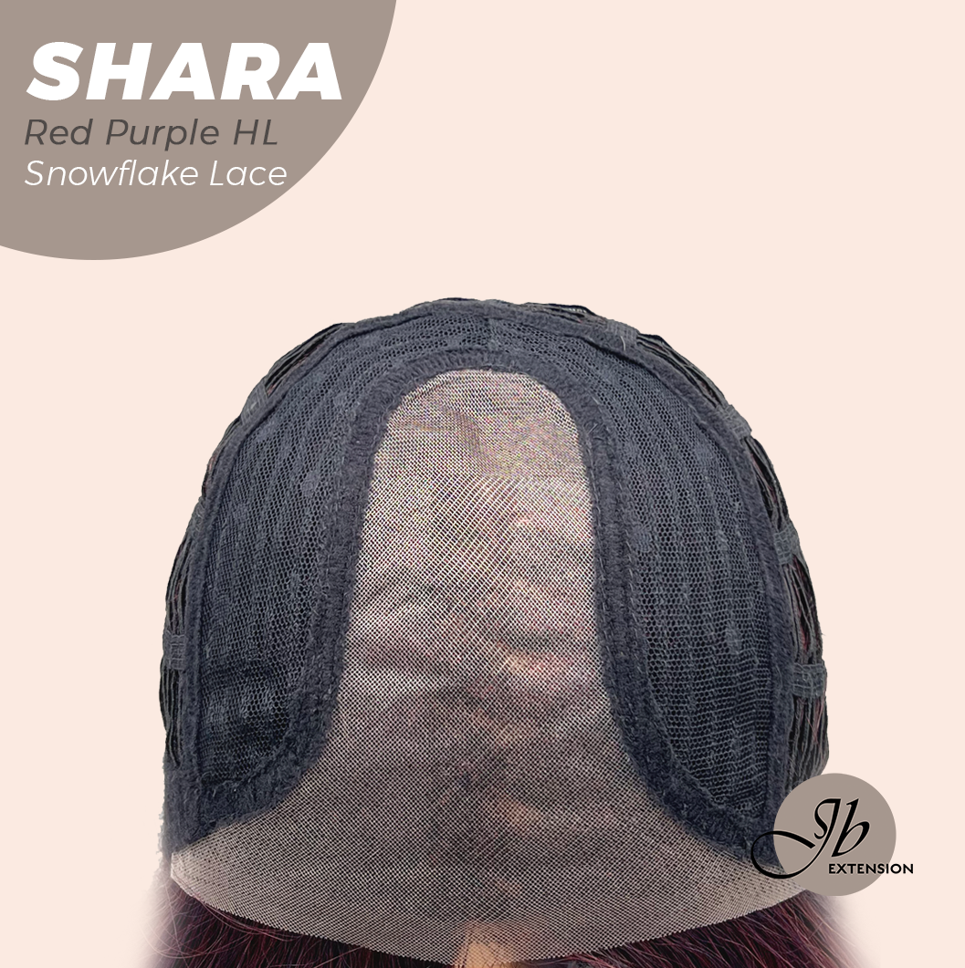 [PRE-ORDER] JBEXTENSION 17 Inches Curly Red Purple Highlight Pre-Cut T Part Snowflake Lace Frontlace Glueless Wig SHARA RED PURPLE HIGHLIGHT【BENDY EAR TABS】 Alexwigs