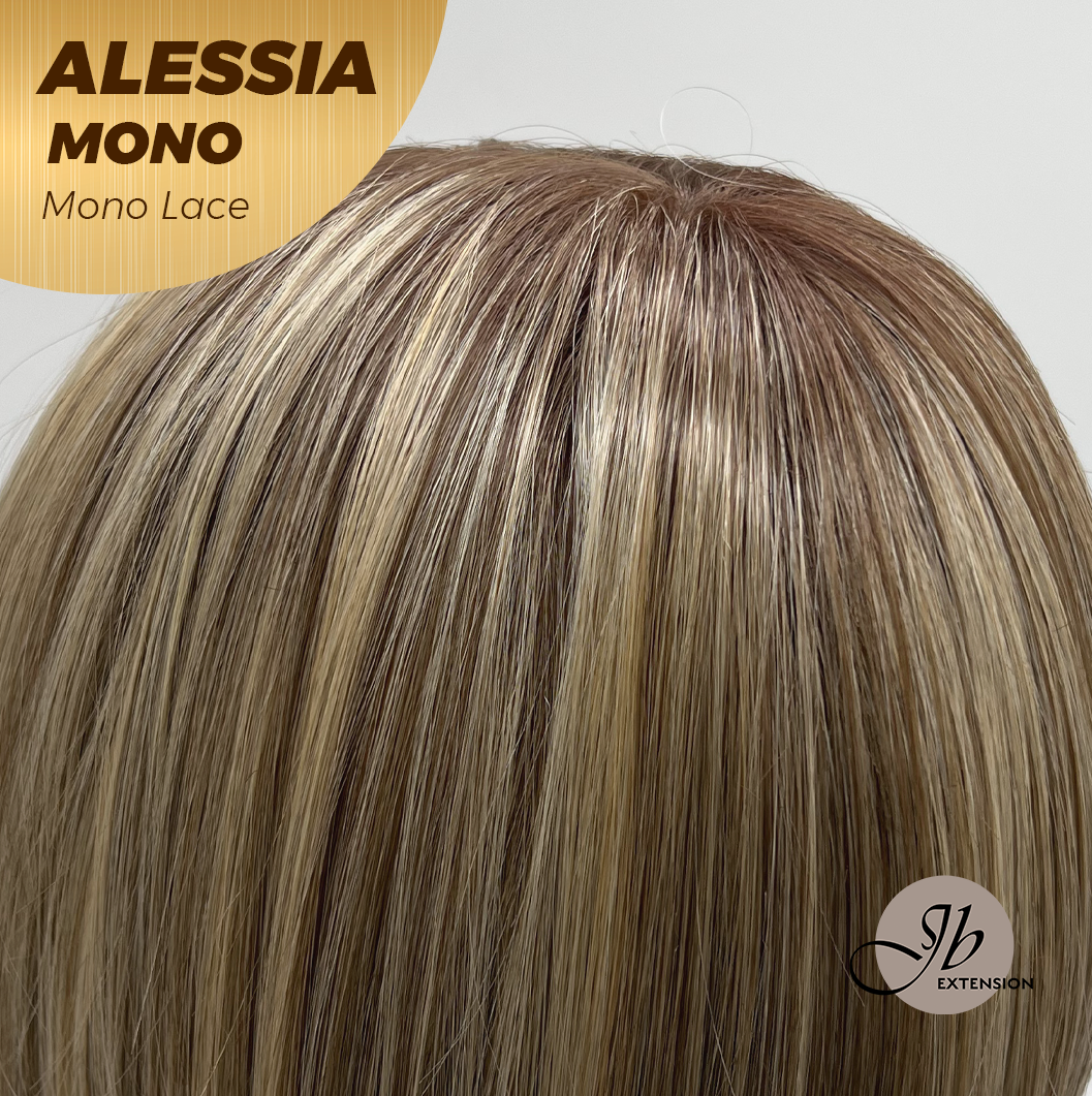 [PRE-ORDER] JBEXTENSION ALESSIA MONO Monofilament Handmade Wig 6X5 Full Monofilament Hand Tied Top Wig 10 Inches Bob Cut Mix Blonde Mono Lace Wig Glueless Wig ALESSIA MONO【BENDY EAR TABS】 Alexwigs