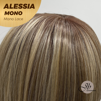 [PRE-ORDER] JBEXTENSION ALESSIA MONO Monofilament Handmade Wig 6X5 Full Monofilament Hand Tied Top Wig 10 Inches Bob Cut Mix Blonde Mono Lace Wig Glueless Wig ALESSIA MONO【BENDY EAR TABS】 Alexwigs
