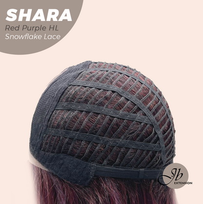 [PRE-ORDER] JBEXTENSION 17 Inches Curly Red Purple Highlight Pre-Cut T Part Snowflake Lace Frontlace Glueless Wig SHARA RED PURPLE HIGHLIGHT【BENDY EAR TABS】 Alexwigs