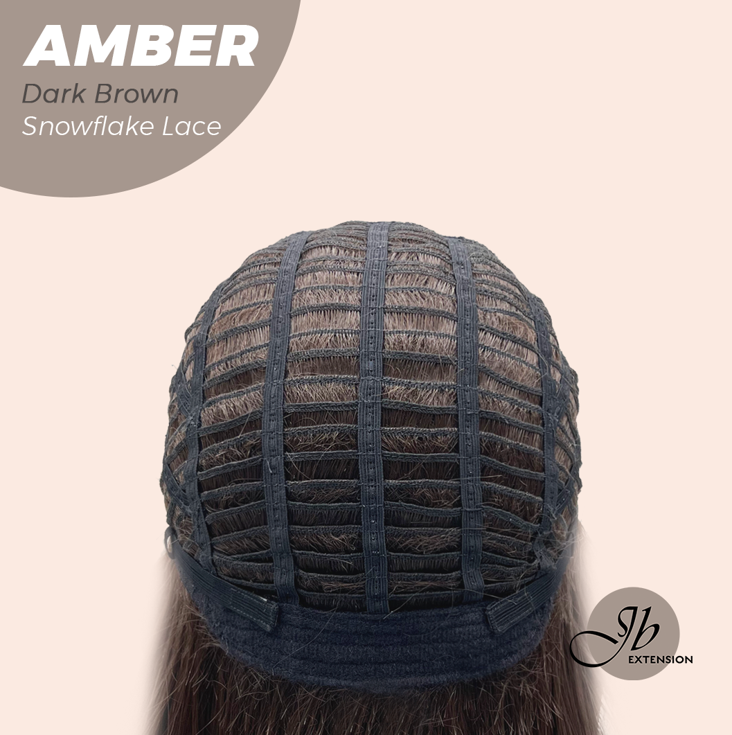 [PRE-ORDER] JBEXTENSION 21 Inches Straight Dark Brown Pre-Cut T Part Snowflake Lace Frontlace Glueless Wig AMBER DARK BROWN【BENDY EAR TABS】 Alexwigs