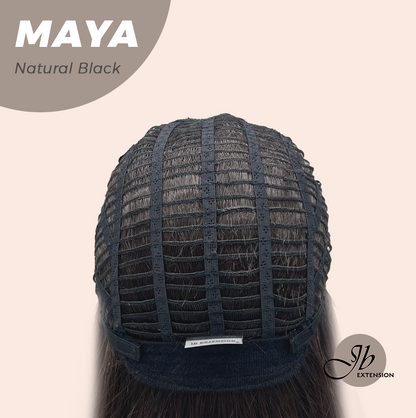 JBEXTENSION 22 Inches Natural Black Women Fashion Full Machine Wig MAYA NATURAL BLACK【PLUS PERMATEASE】【BENDY EAR TABS】 Alexwigs