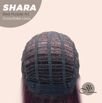 [PRE-ORDER] JBEXTENSION 17 Inches Curly Red Purple Highlight Pre-Cut T Part Snowflake Lace Frontlace Glueless Wig SHARA RED PURPLE HIGHLIGHT【BENDY EAR TABS】 Alexwigs