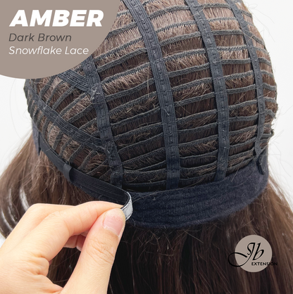 [PRE-ORDER] JBEXTENSION 21 Inches Straight Dark Brown Pre-Cut T Part Snowflake Lace Frontlace Glueless Wig AMBER DARK BROWN【BENDY EAR TABS】 Alexwigs