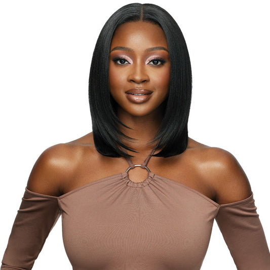 Outre Glueless Human Hair Blend 5X5 HD LACE CLOSURE WIG - HHB - NATURAL YAKI 14" Alexwigs