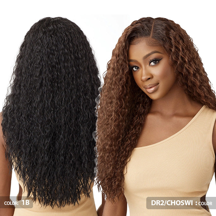 Outre Glueless Human Hair Blend 5X5 HD Lace Closure Wig - HHB-PERUVIAN WATER WAVE 24 Alexwigs