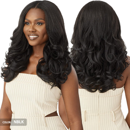Outre Big Beautiful Hair Leave Out Wig Human Hair Premium Blend U-Part Cap Wig - DOMINICAN BODY CURL 20" Alexwigs