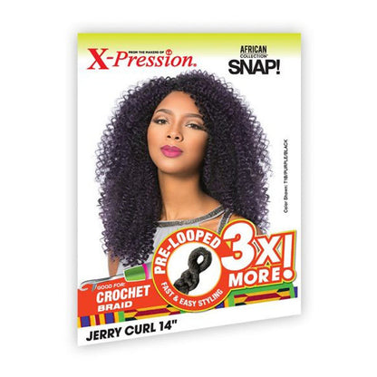 Sensationnel African Collection SNAP 3x Pre-Looped Crochet Braid JERRY CURL 14 Inch Alexwigs