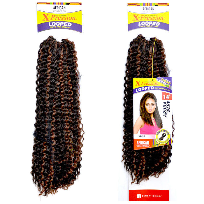 Sensationnel African Collection X-Pression Pre-Looped Crochet Braid ARUBA WAVE 14 Inch Alexwigs