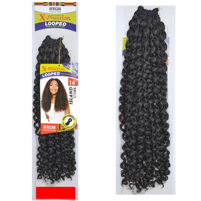 Sensationnel African Collection X-Pression Pre-Looped Crochet Braid ISLAND CURL 14 Inch Alexwigs